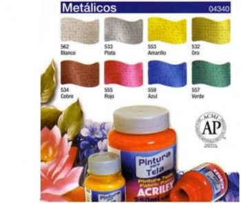 ACRILEX PINTURA TELA 37 ML COLORES METALIZADOS