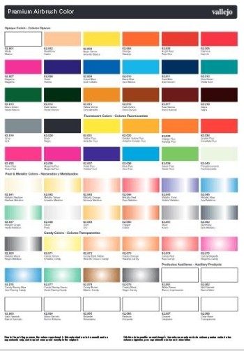 VALLEJO PREMIUM COLOR 60 ML COLORES NORMALES, TRANSP., BARNIZ Y AUXILIARES