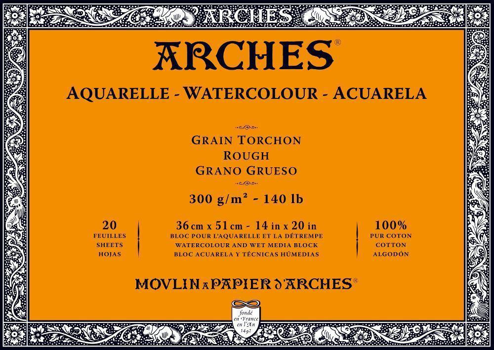 ARCHES BLOC ACUARELA GRANO GRUESO 300GR 20 HOJAS (ENCOLADO 4 LADOS)