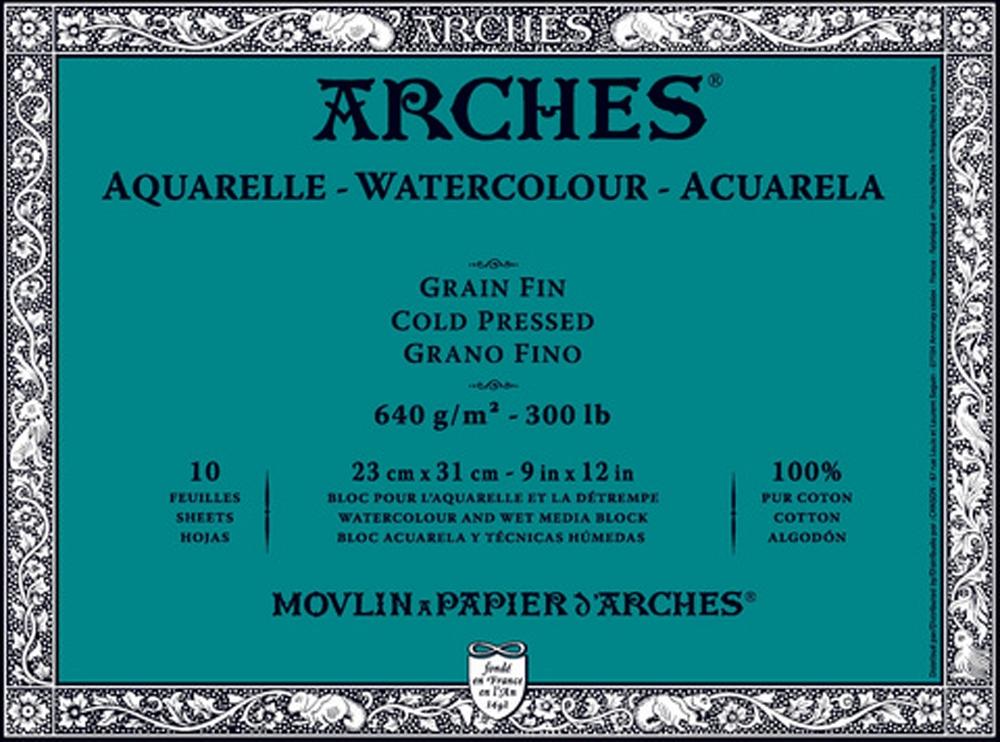 ARCHES BLOC ACUARELA GRANO FINO 640GR 10 HOJAS (ENCOLADO 4 LADOS)