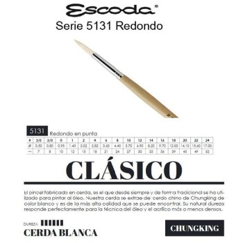 ESCODA CLÁSICO PINCEL SERIE 4729 CERDA LENGUA DE GATO MANGO LARGO