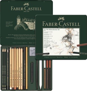FABER-CASTELL ESTUCHE PITT MONOCHROME 12 / 21 / 33 PIEZAS