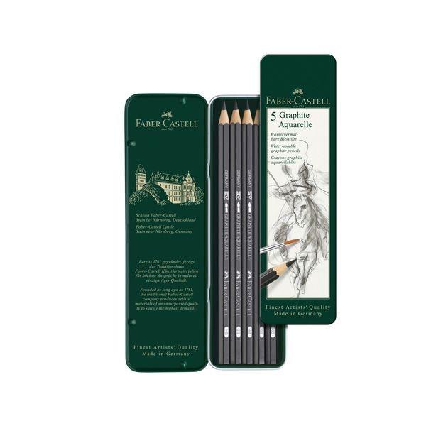 FABER-CASTELL SET METÁLICO DE 5 LÁPICES GRAFITO ACUARELABLES