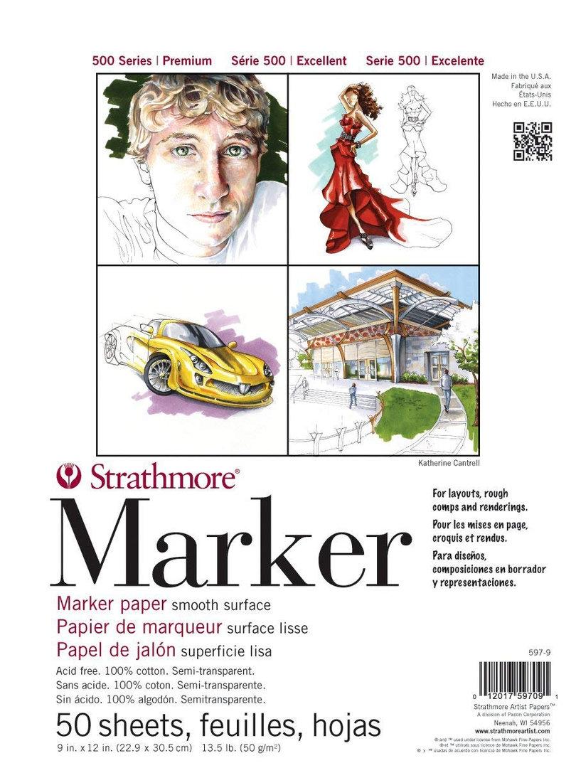 STRATHMORE BLOC PAPEL ROTULADOR 22,9 x 30,5 CM 50 HOJAS 50 GR