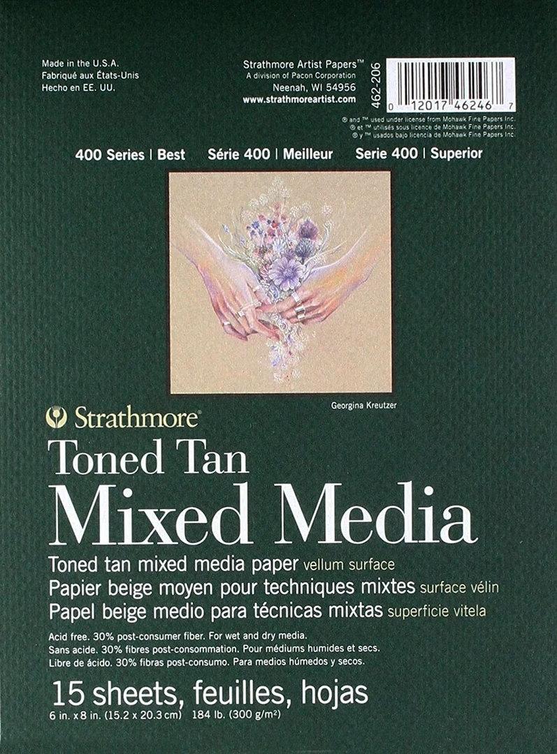 STRATHMORE BLOC TONED TAN MIXED MEDIA 15 HOJAS