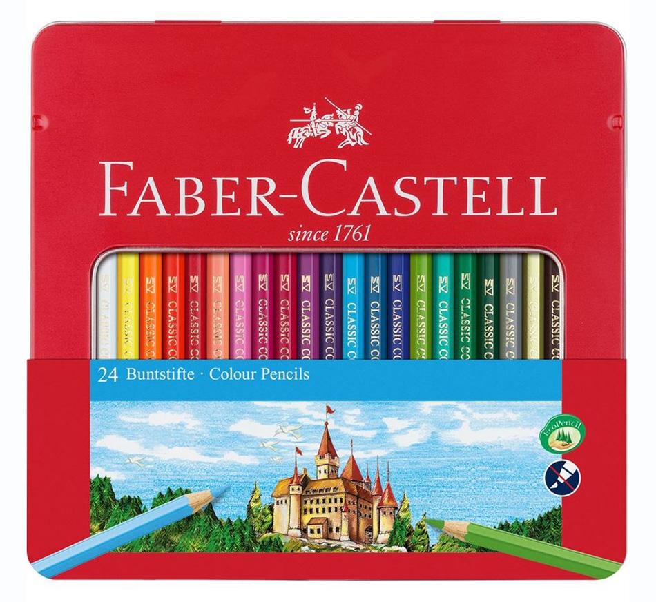 FABER-CASTELL CAJA METÁLICA 24 LÁPICES DE COLORES