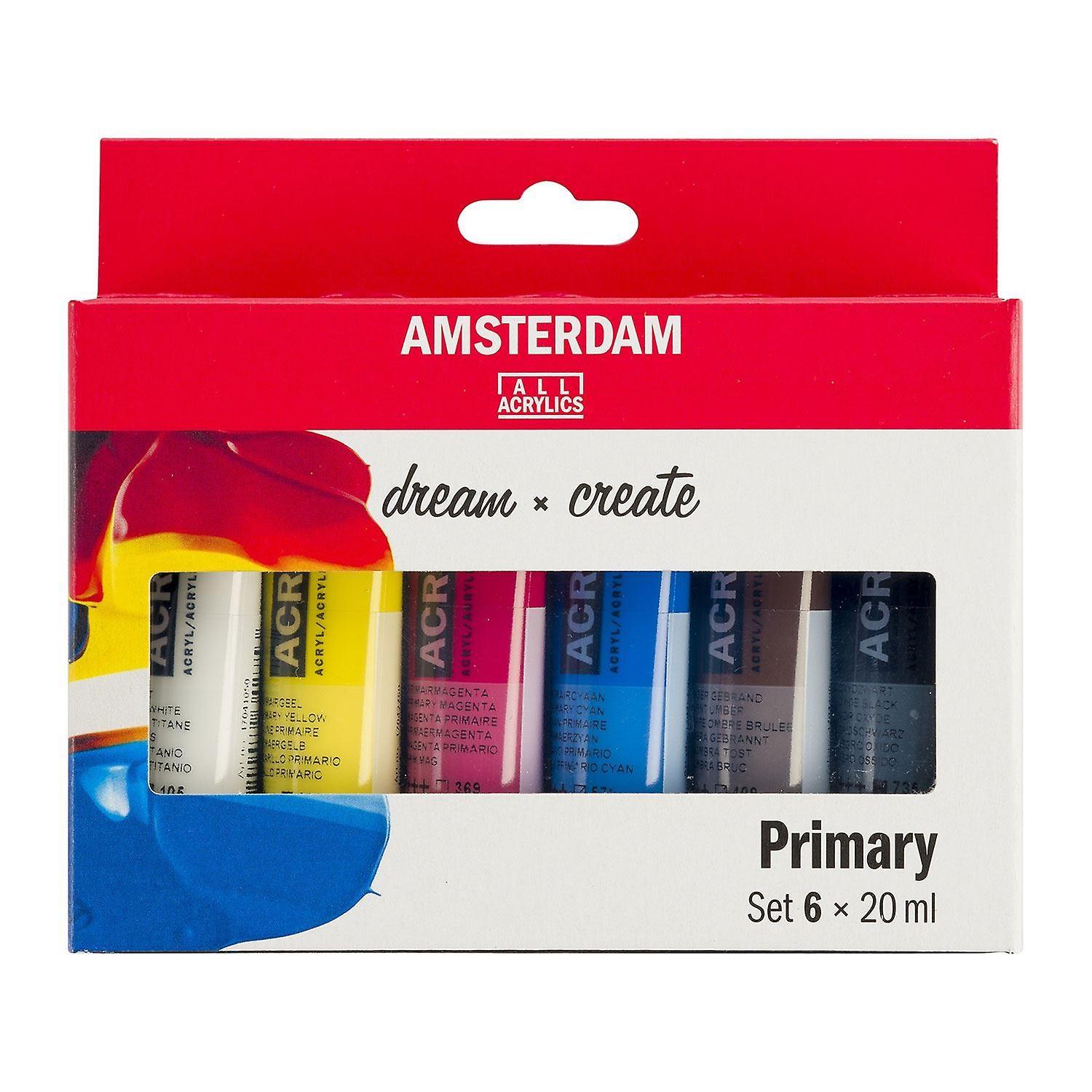 AMSTERDAM SET ACRÍLICOS TUBO 6 X 20ML COLORES PRIMARIOS