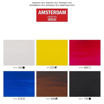 AMSTERDAM SET ACRÍLICOS TUBO 6 X 20ML COLORES PRIMARIOS