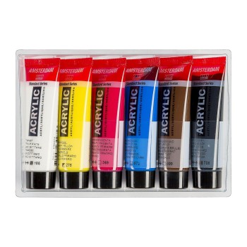 AMSTERDAM SET ACRÍLICOS TUBO 6 X 20ML COLORES PRIMARIOS
