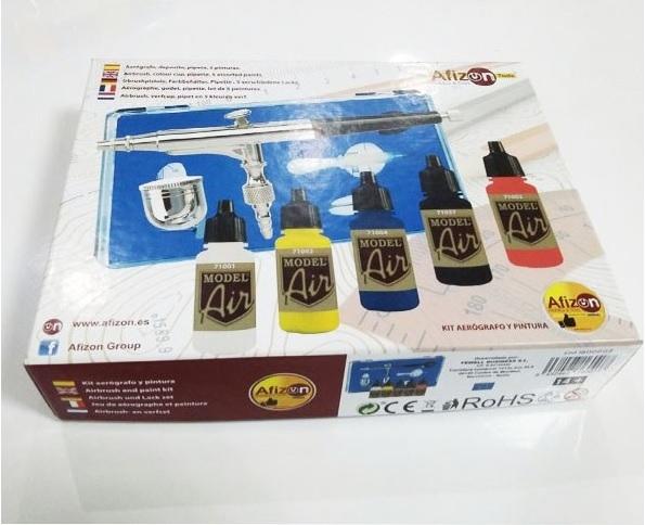 KIT AEROGRÁFICO + 5 PINTURAS