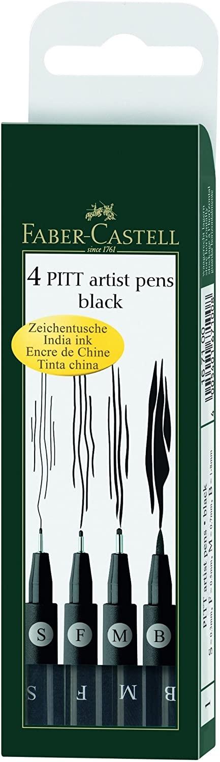 FABER-CASTELL SET 4 ROTULADORES NEGROS SURTIDOS