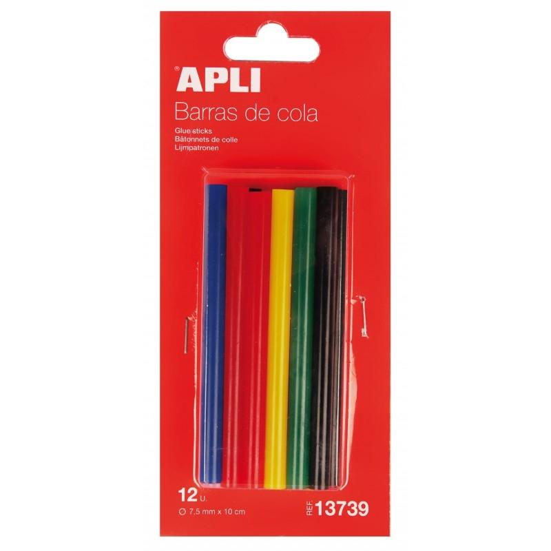 APLI BARRAS DE COLA DE COLORES 10CM X 7,5CM BLISTER 12 UDS