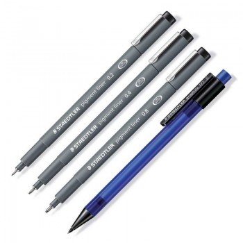 STAEDTLER PIGMENT LINER CALIBRADO 3 PIEZAS Y 1 GRAFITO