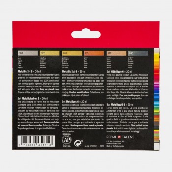 AMSTERDAM SET ACRÍLICOS TUBO 6 X 20ML COLORES METÁLICOS