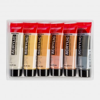 AMSTERDAM SET ACRÍLICOS TUBO 6 X 20ML COLORES METÁLICOS