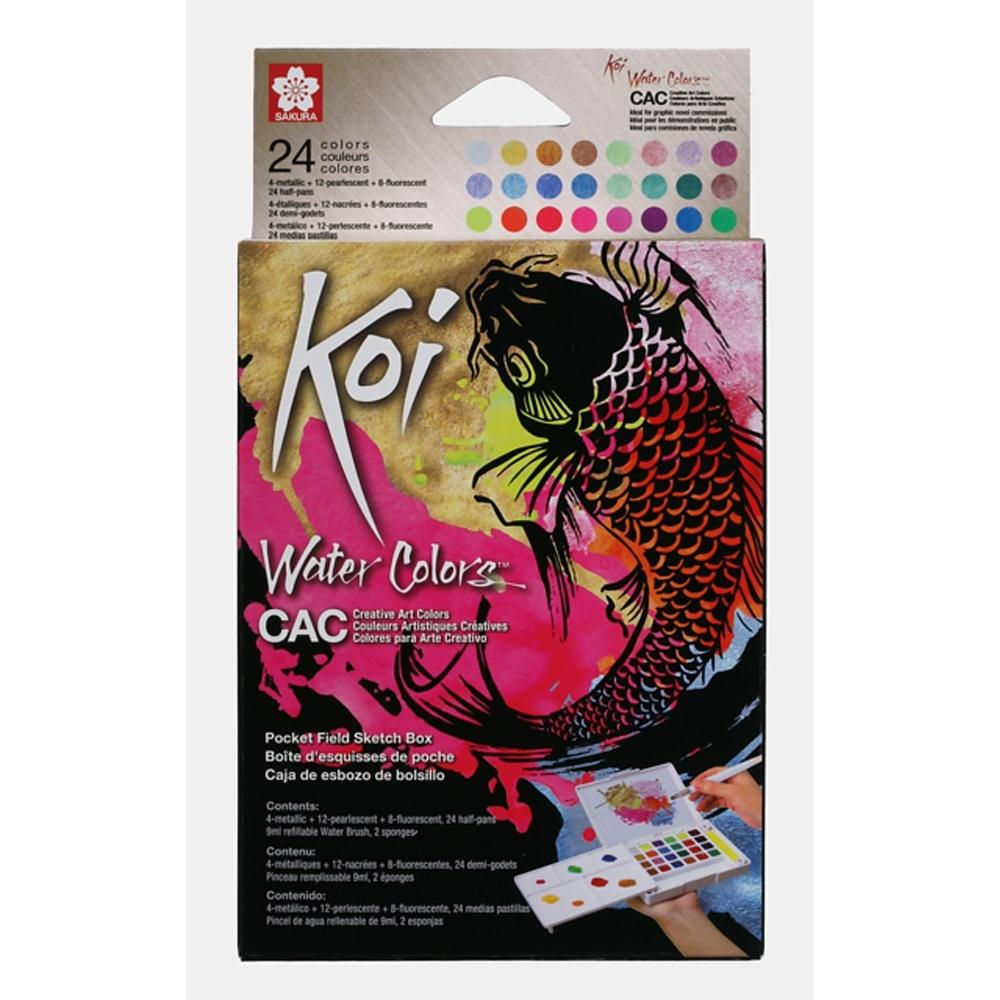 KOI CAJA  ACUARELAS 24 COLORES METÁLICOS Y FLÚOR