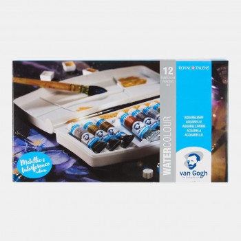 VAN GOGH CAJA PLÁSTICO 12 ACUARELAS 10ML COLORES METÁLICOS