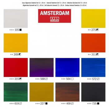 AMSTERDAM SET ACRÍLICOS TUBO 12 X 20ML