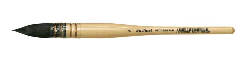 DA VINCI PINCEL SERIE 418 AGUADAS PETIT - GRIS - VIROLA PLÁSTICA - MANGO CORTO