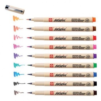 SAKURA PIGMA BRUSH PEN WALLET ESTUCHE 9 UDS