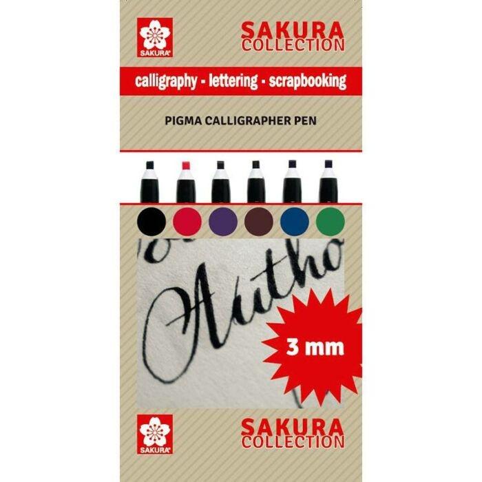 SAKURA PIGMA CALIGRAFIA 3MM ESTUCHE 6 UDS