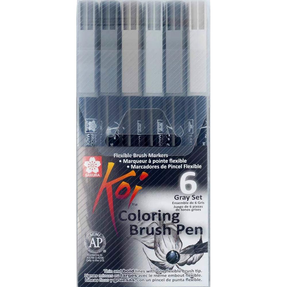 SAKURA KOI COLOR BRUSH SET 6 TONOS GRISES