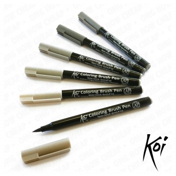 SAKURA KOI COLOR BRUSH SET 6 TONOS GRISES