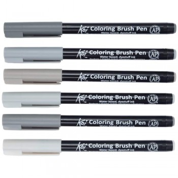 SAKURA KOI COLOR BRUSH SET 6 TONOS GRISES