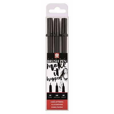 SAKURA PIGMA BRUSH PEN BLACK ESTUCHE 3 UDS