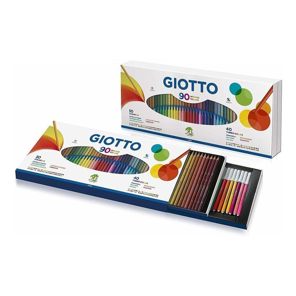 GIOTTO ESTUCHE 90 COLORES (50 LÁPICES + 40 ROTULADORES)