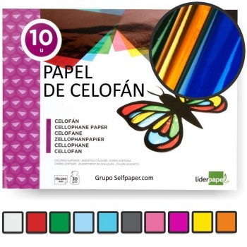 LIDERPAPEL BLOC CELOFAN 240X315MM 10H SURTIDAS