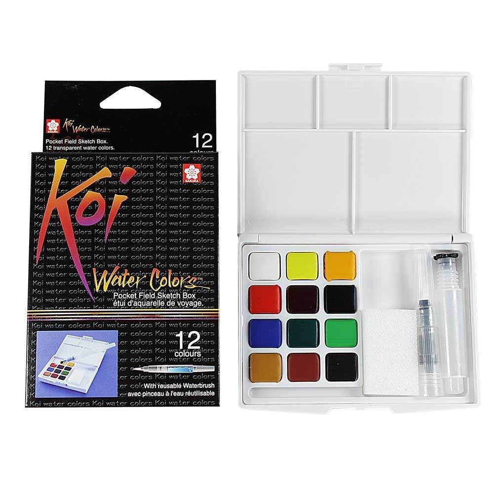 KOI CAJA ACUARELAS POCKET BOX 12 COLORES