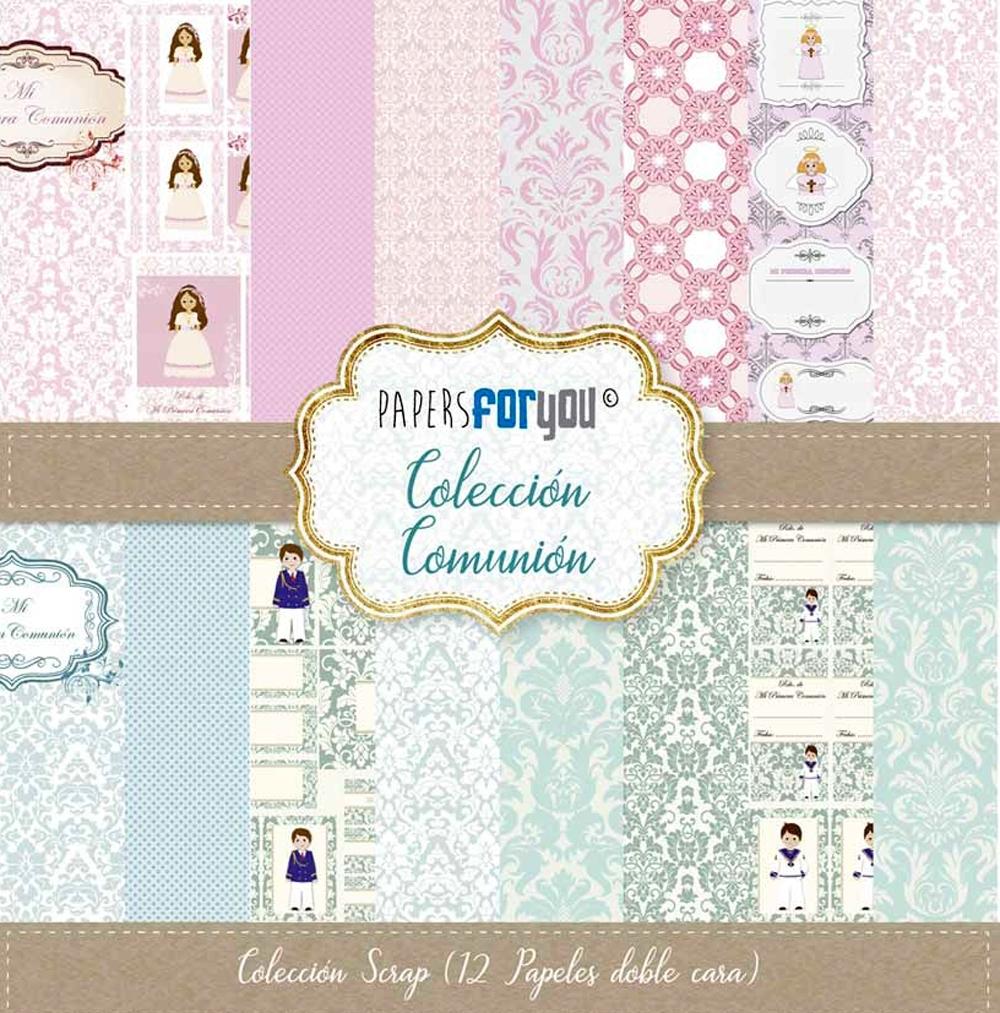 PAPERS FOR YOU COLECCIÓN 12 PAPELES SCRAPBOOKING COMUNIÓN
