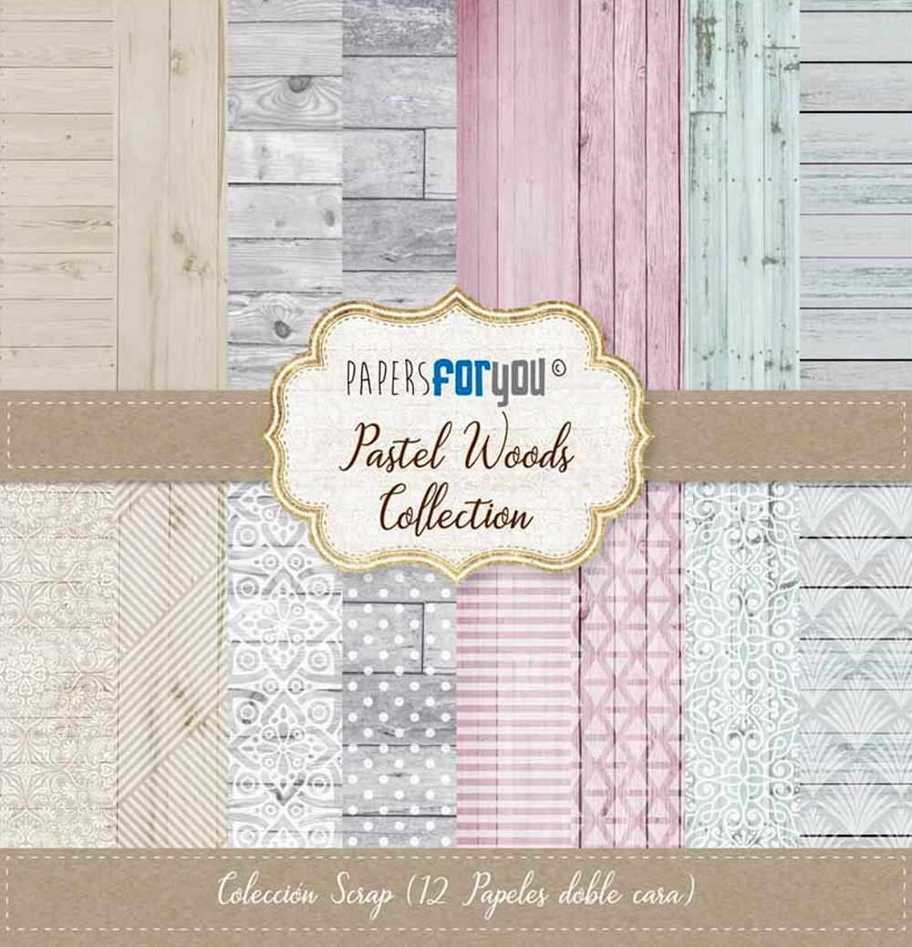 PAPERS FOR YOU COLECCIÓN 12 PAPELES SCRAPBOOKING PASTEL WOODS