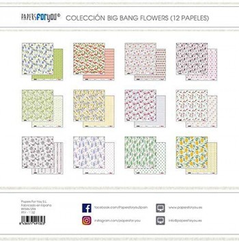 PAPERS FOR YOU COLECCIÓN 12 PAPELES SCRAPBOOKING BIG BANG FLOWERS