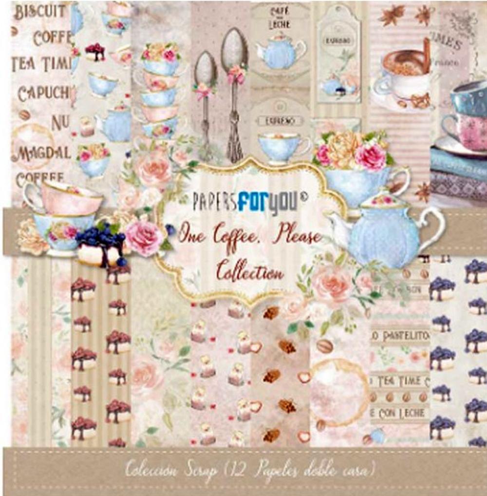 PAPERS FOR YOU COLECCIÓN 12 PAPELES SCRAPBOOKING ONE COFFEE, PLEASE