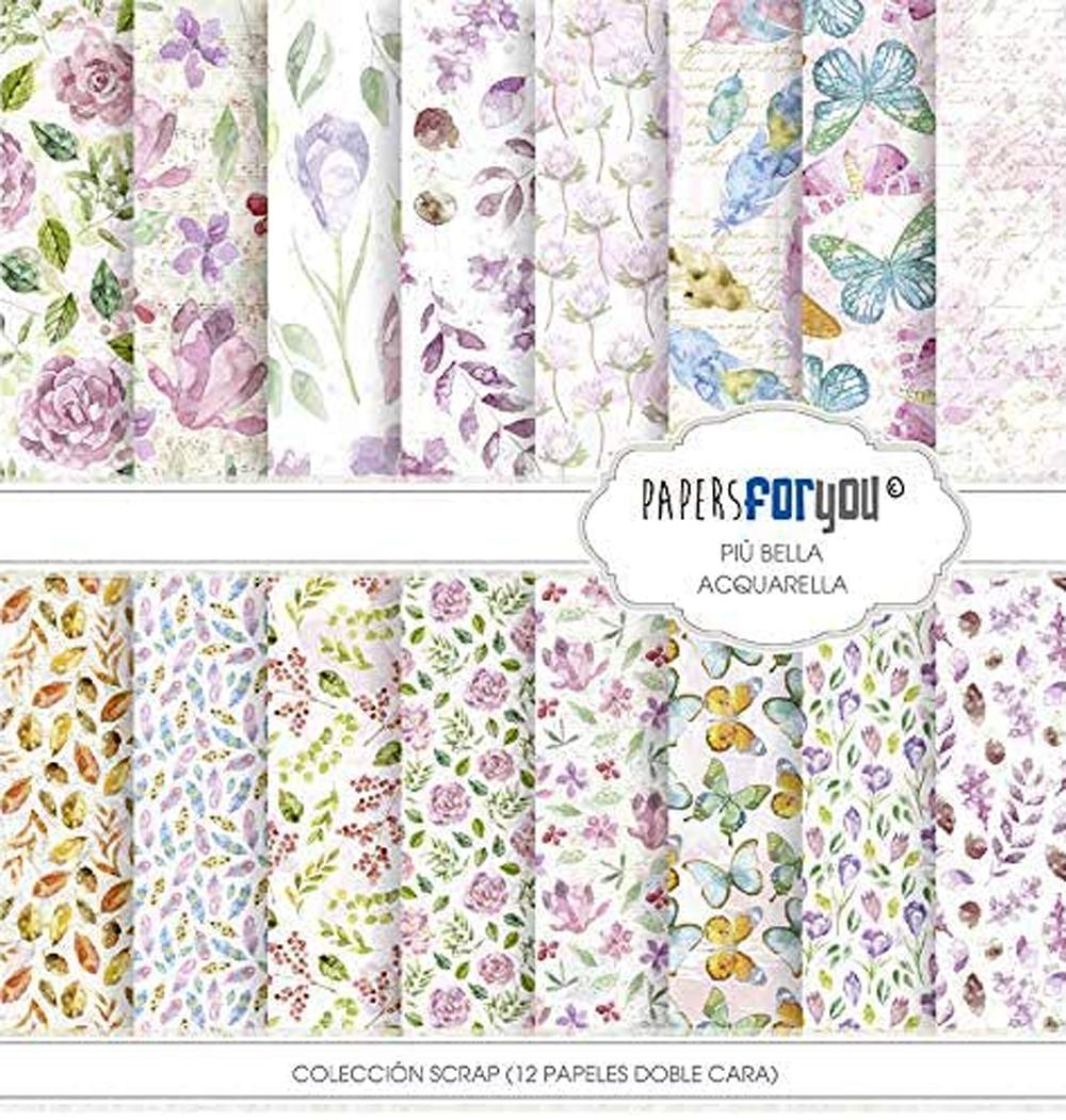 PAPERS FOR YOU COLECCIÓN 12 PAPELES SCRAPBOOKING PIÙ BELLA ACQUARELLA
