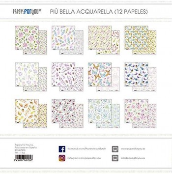 PAPERS FOR YOU COLECCIÓN 12 PAPELES SCRAPBOOKING PIÙ BELLA ACQUARELLA