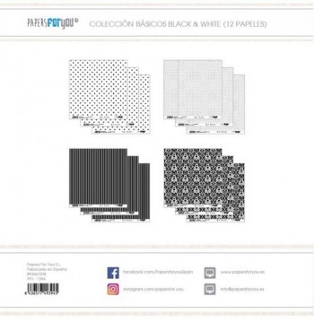 PAPERS FOR YOU COLECCIÓN 12 PAPELES SCRAPBOOKING BLACK AND WHITE