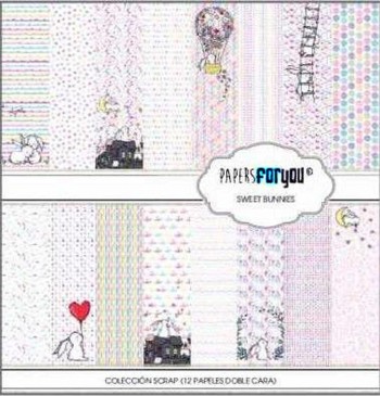 PAPERS FOR YOU COLECCIÓN 12 PAPELES SCRAPBOOKING SWEET BUNNIES