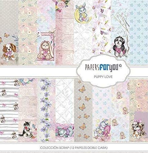 PAPERS FOR YOU COLECCIÓN 12 PAPELES SCRAPBOOKING  PUPPY LOVE
