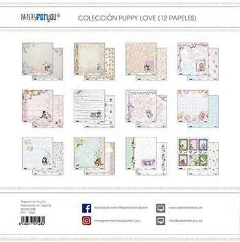 PAPERS FOR YOU COLECCIÓN 12 PAPELES SCRAPBOOKING  PUPPY LOVE