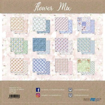 PAPERS FOR YOU COLECCIÓN 12 PAPELES SCRAPBOOKING FLOWER MIX