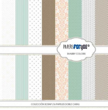 PAPERS FOR YOU COLECCIÓN 16 PAPELES SCRAPBOOKING SHABBY COLORS