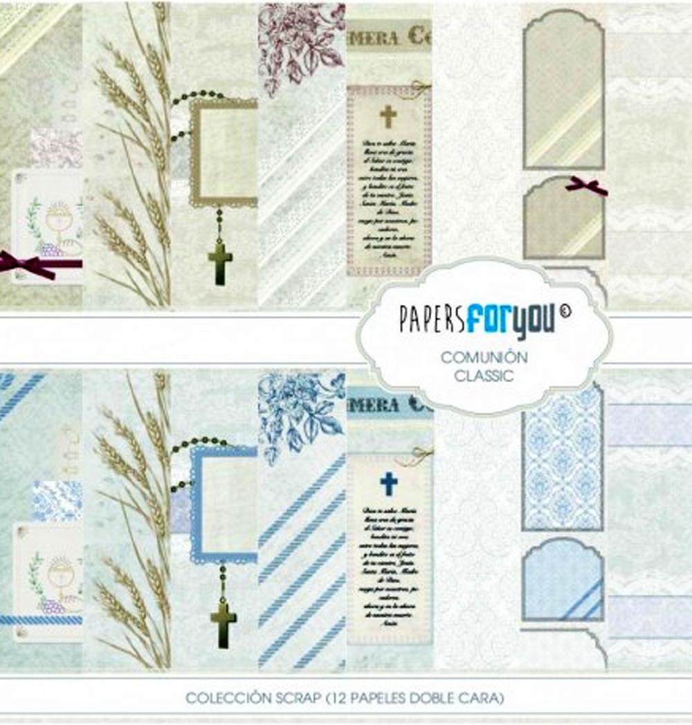 PAPERS FOR YOU COLECCIÓN 12 PAPELES SCRAPBOOKING COMUNIÓN CLASSIC