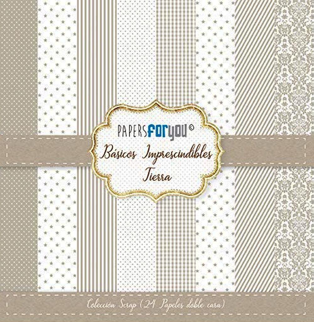 PAPERS FOR YOU COLECCIÓN 24 PAPELES BÁSICOS TIERRA 17X17 CM