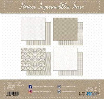 PAPERS FOR YOU COLECCIÓN 24 PAPELES BÁSICOS TIERRA 17X17 CM