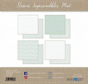 PAPERS FOR YOU COLECCIÓN 24 PAPELES BÁSICOS MINT 17X17 CM