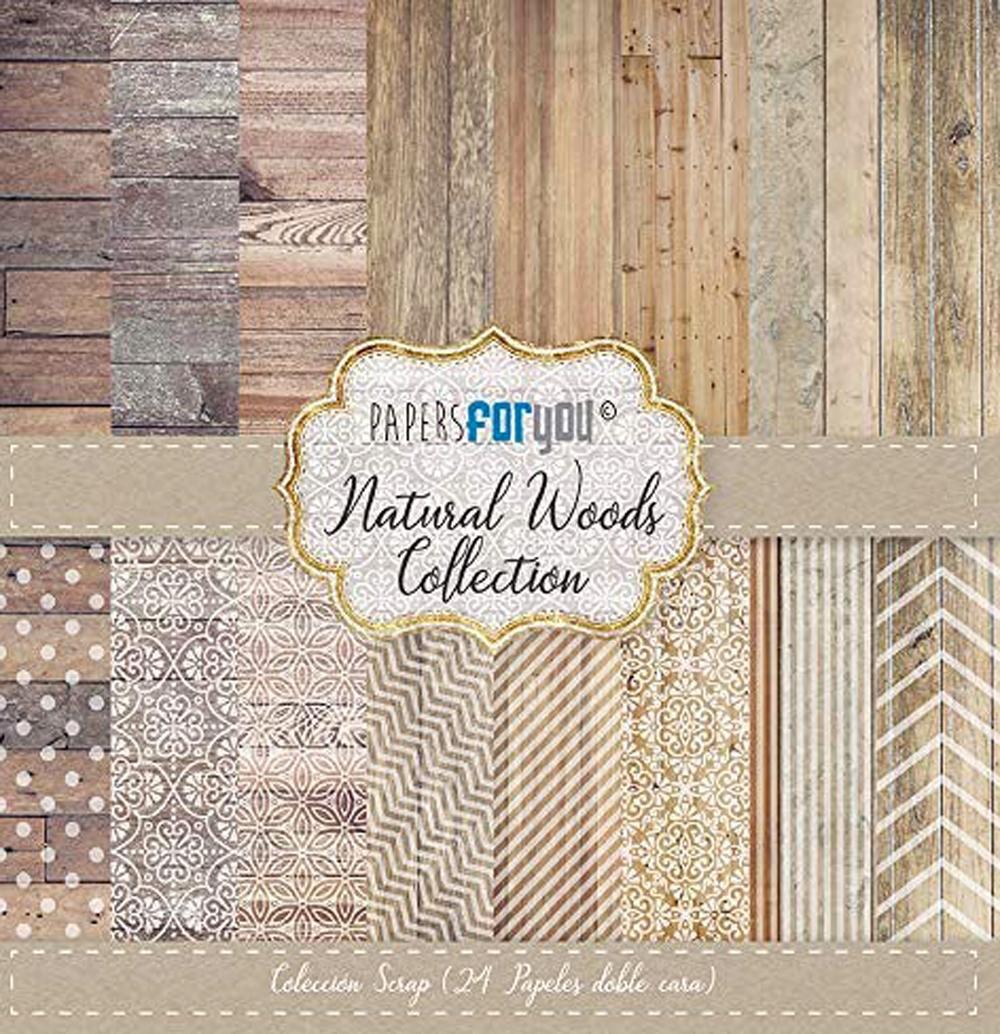 PAPERS FOR YOU COLECCIÓN 24 PAPELES BÁSICOS NATURAL WOODS 17X17 CM
