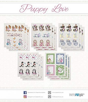 PAPERS FOR YOU 15 LÁMINAS DE RECORTABLES 18 x 21 CM PUPPY LOVE